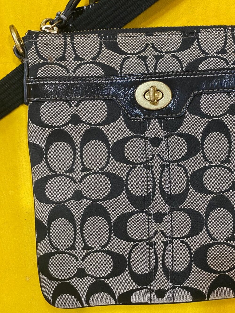 Coach Black Signature Canvas Crossbody Bag | Monogram Logo Print | Convertible - Picture 2 of 5